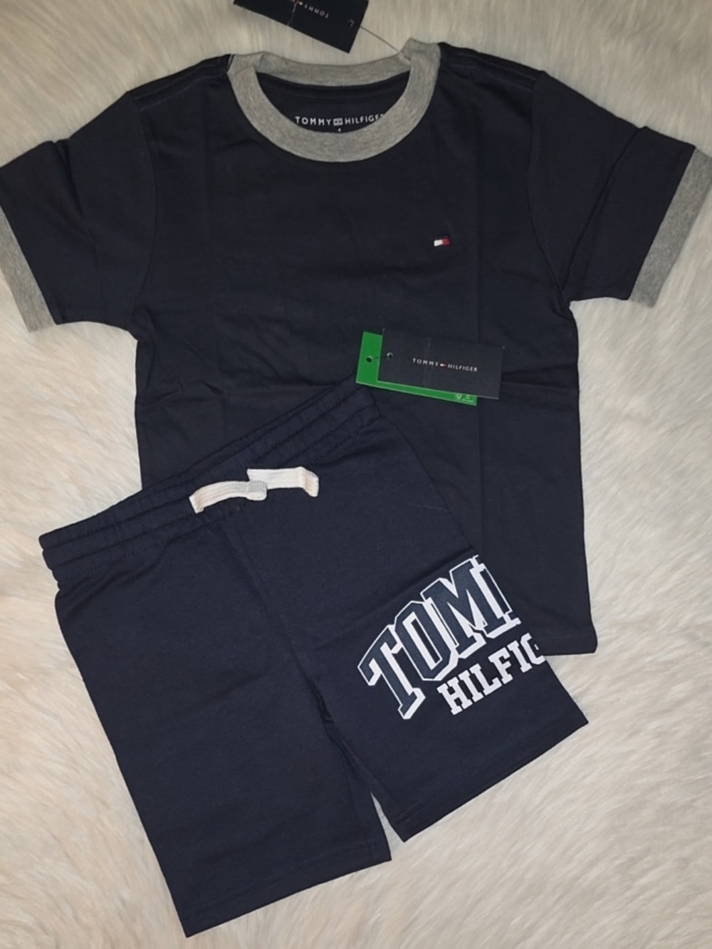 Tommy Hilfiger Navy and Gray Boys Tee & Shorts Set